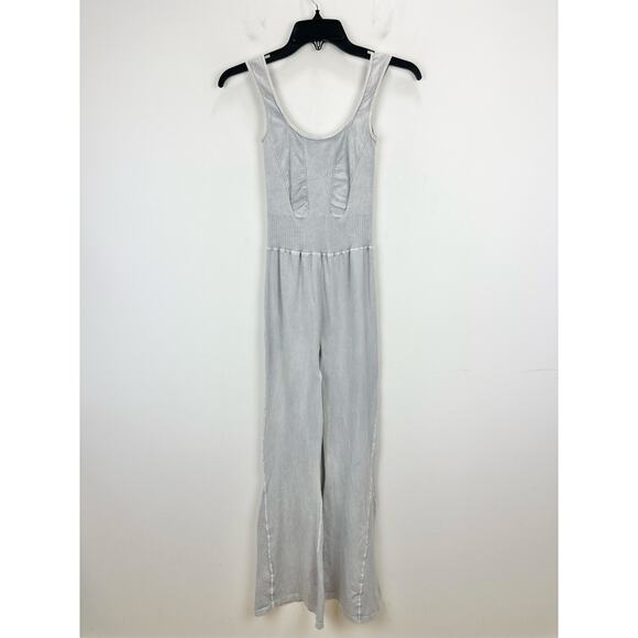 Free People Good Karma Flared Jumpsuit Athleisure Active Stretch Pilates Gray XS - Picture 4 of 11